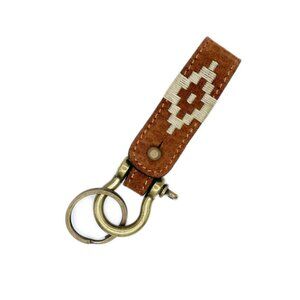 La Matera El Campo Polo Handwoven Tan Leather Keychain